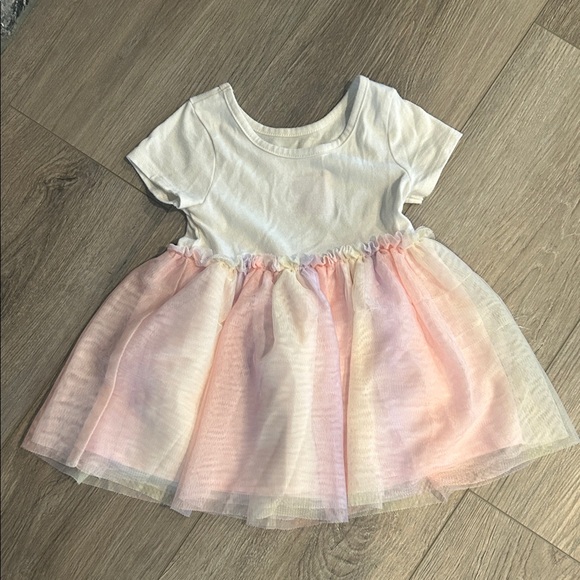 Cat & Jack Cream Baby Dress‎ with Pink and Yellow Toulle Size 18 months - Picture 3 of 4